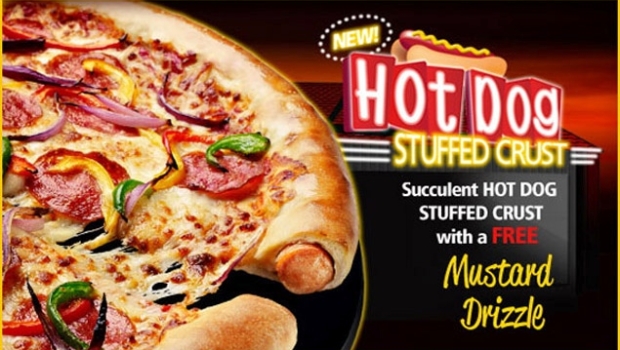 Hot dog stuffed pizza